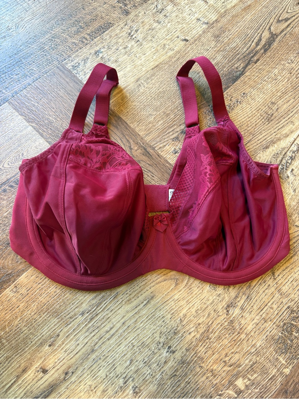 Elomi Burgundy Full-Coverage Support Bra with Lace Accents 34I